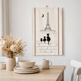 Grand Torchon Dubout Chats Tour Eiffel Ecru en situation