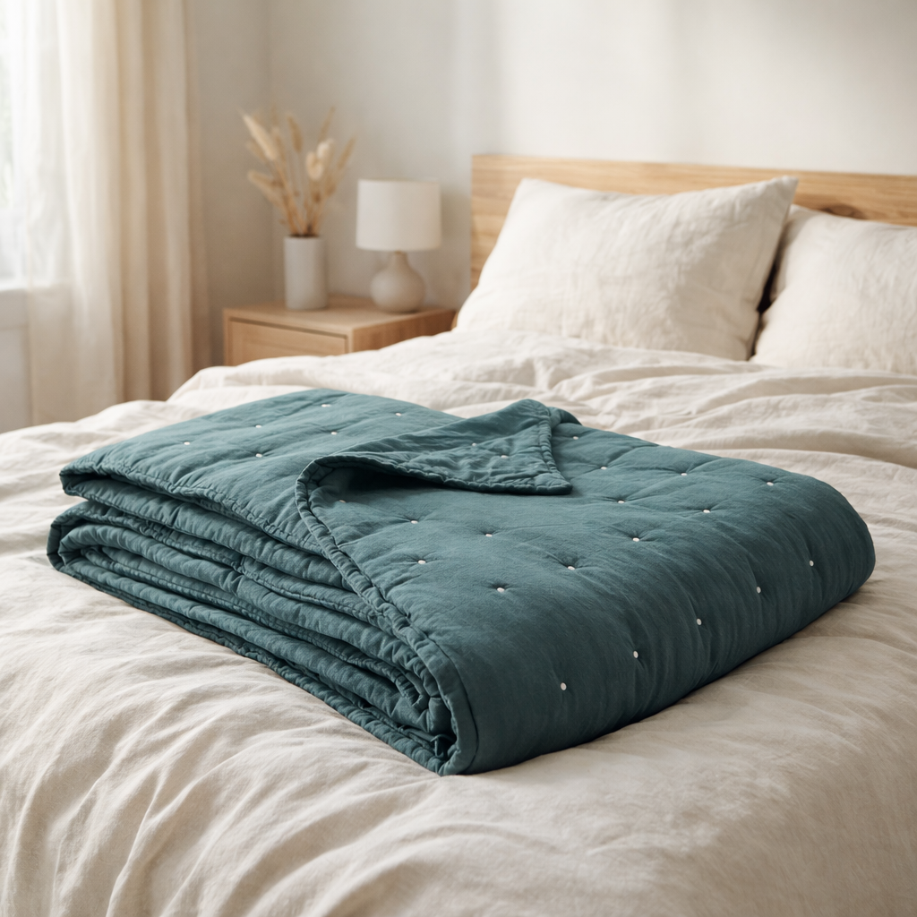 Chemin de lit Stonewashed Zeff Prusse 90 x 240 en situation