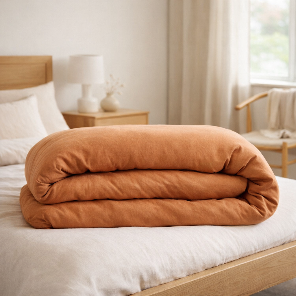 Housse de couette Kala Cannelle 240 x 220 en situation