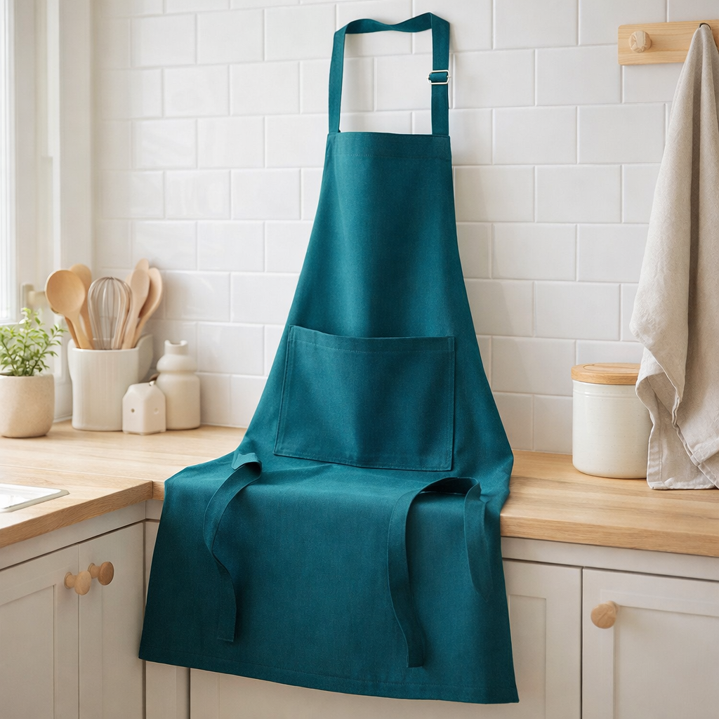 Tablier de cuisine recyclé Dario Paon 85 x 72 en situation
