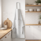 Tablier de cuisine recyclé Dario Perle 85 x 72 en situation