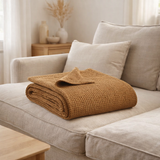 Plaid stonewashed Maia Bronze 140 x 200 en situation