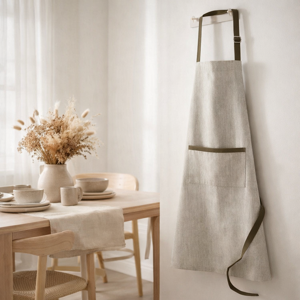 Tablier de cuisine Moana Naturel 72 x 85 en situation