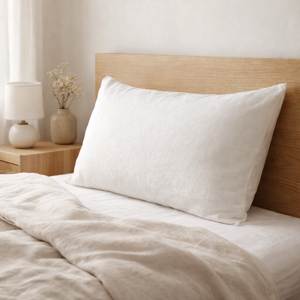 Taie d'oreiller Stonewashed Zeff Blanc 50 x 75 en situation