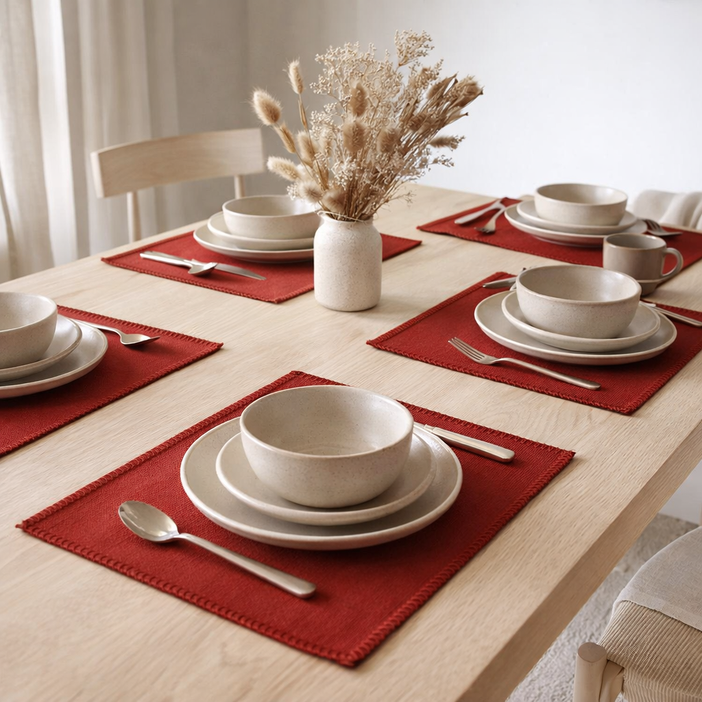 Lot de 4 sets de table recyclés Delia Tango 33 x 45 en situation