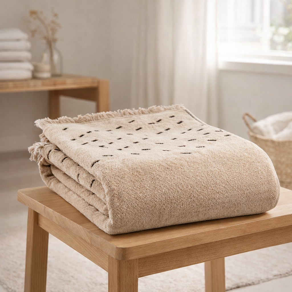 Drap de bain Julia Sésame 90 x 150 en situation
