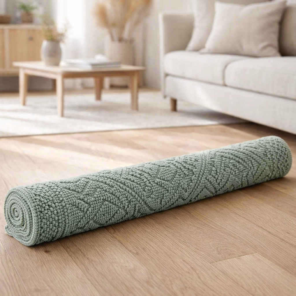Tapis de bain uni Enzo Mousse 54 x 110 en situation