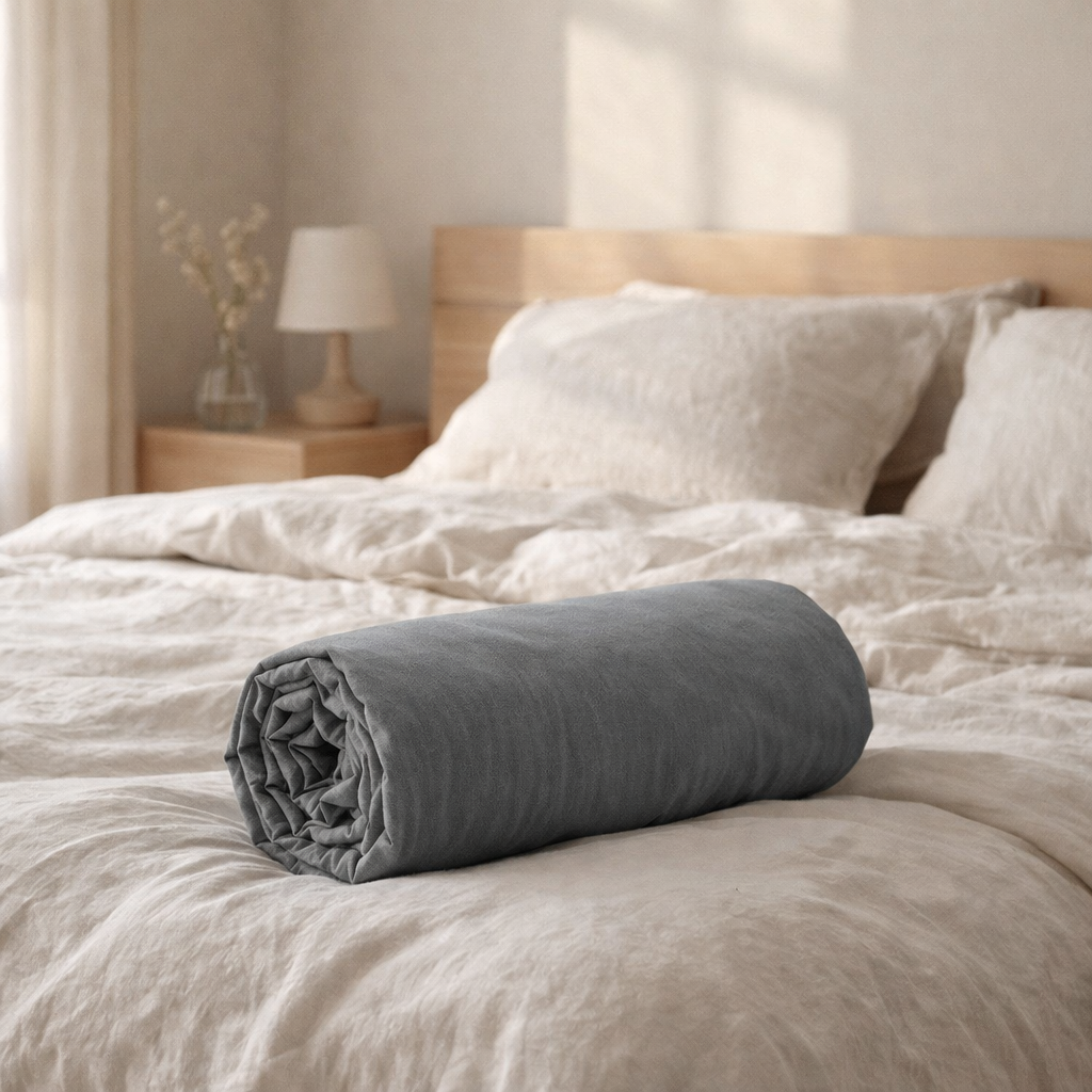 Drap housse Calita Perle 140x190 bonnet 30 cm en situation