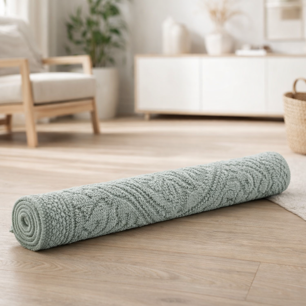 Tapis de bain uni Enzo Jade 54 x 110 en situation