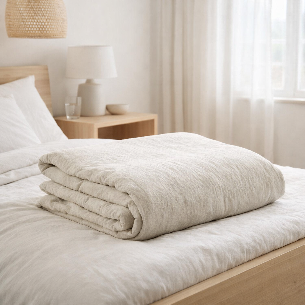 Housse de couette Stonewashed Zeff Craie 240 x 220 en situation