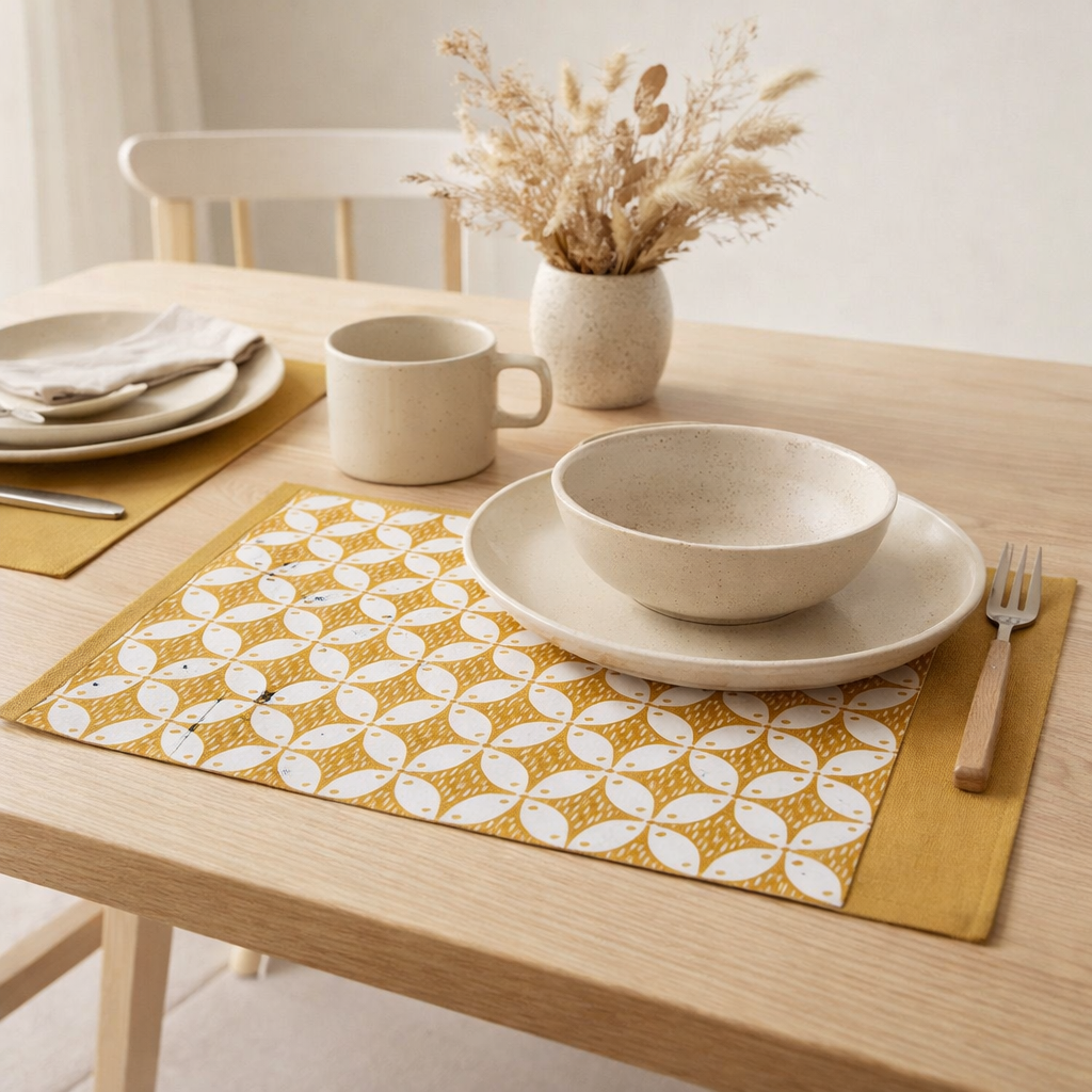 Set de table enduit Fatou recyclé Mais 33 x 48 en situation