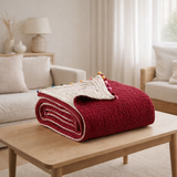 Plaid uni Gastounet Griotte 140 x 200 en situation
