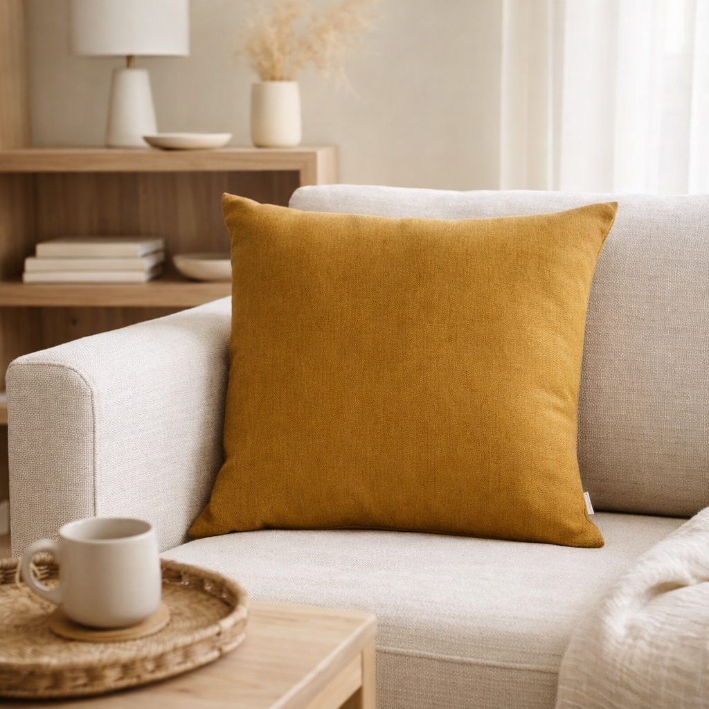 Coussin uni Zeff Bronze 45 x 45 en situation