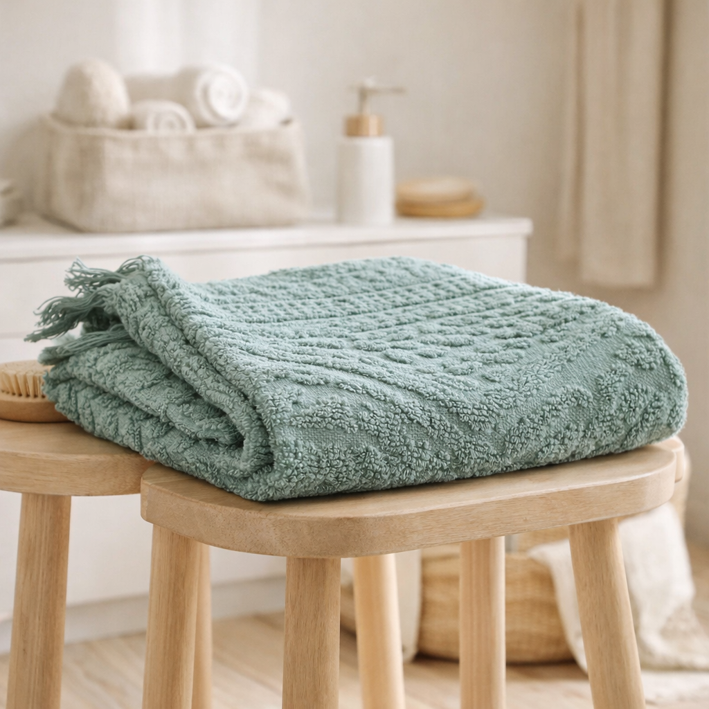 Serviette Invite Zoé Vert de Gris en situation
