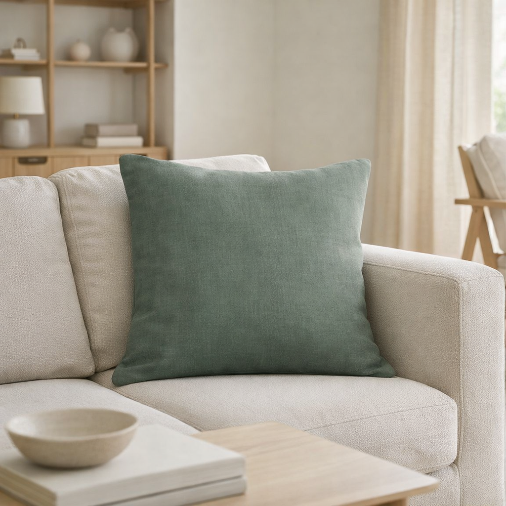 Coussin uni Zeff Thym 45 x 45 en situation