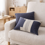 Coussin stonewash Swami Marine 45 x 45 en situation