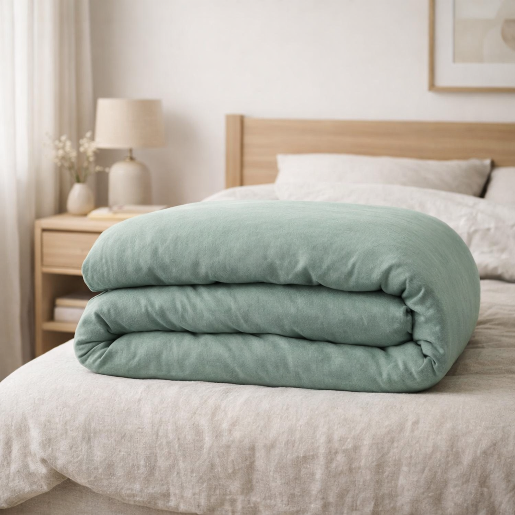 Housse de couette Kala Sauge 240 x 220 en situation