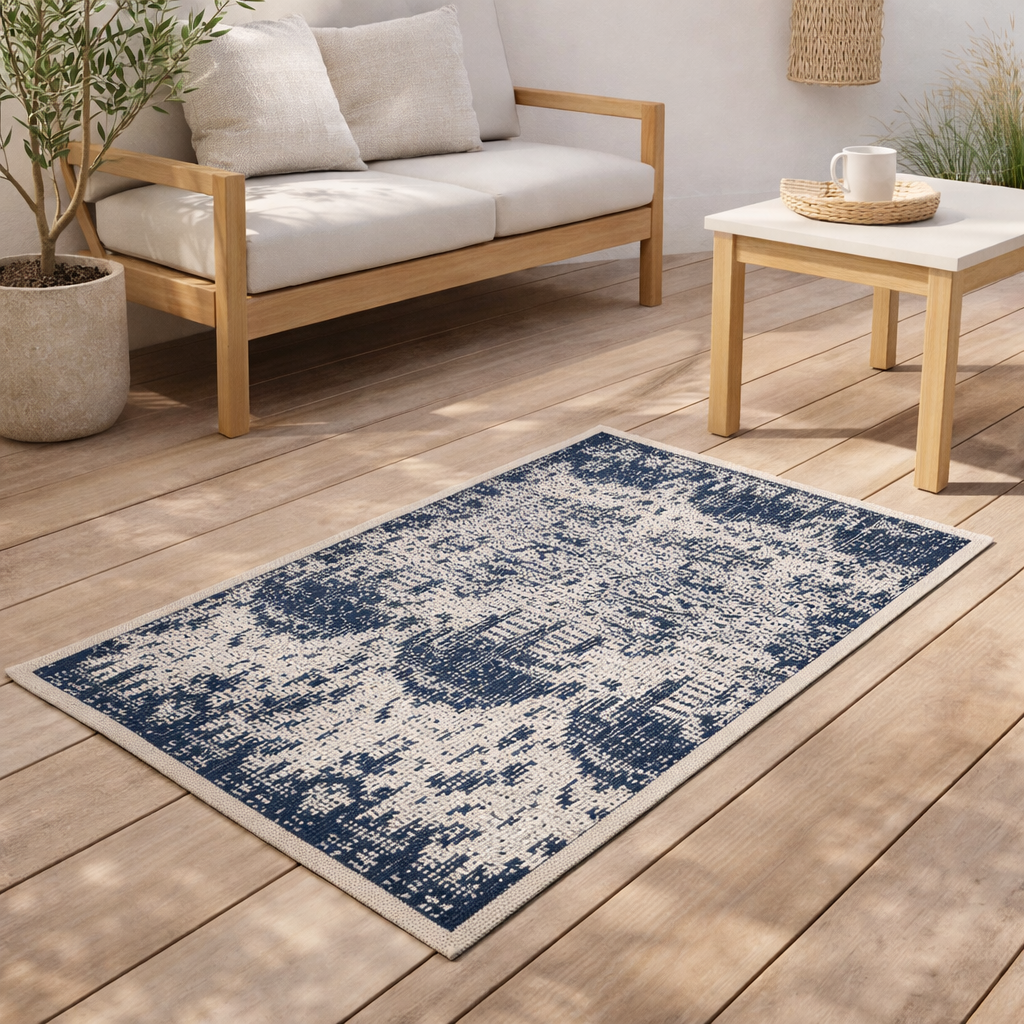 Tapis Tessa extérieur Marine 60 x 110 en situation