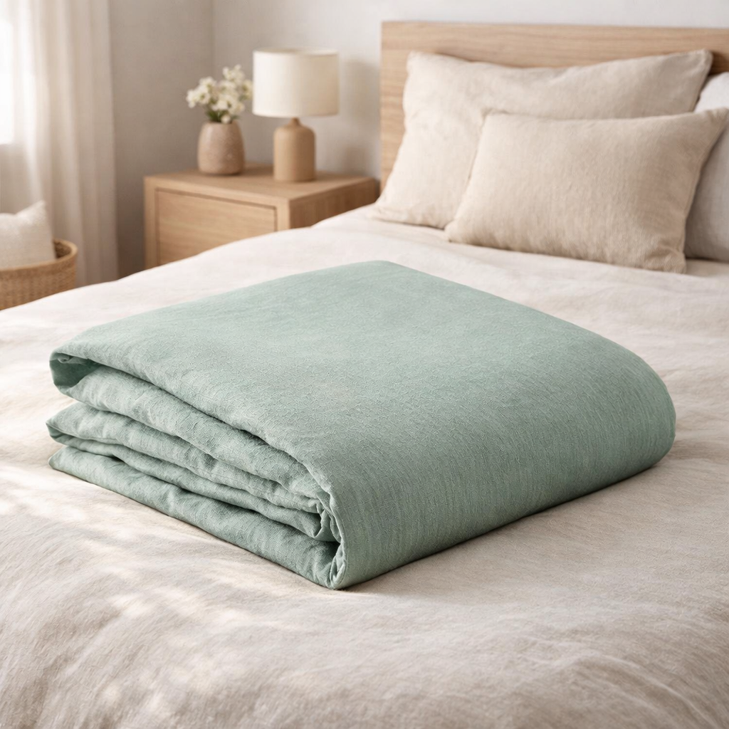 Housse de couette Stonewashed Zeff Vert de gris 240 x 220 en situation