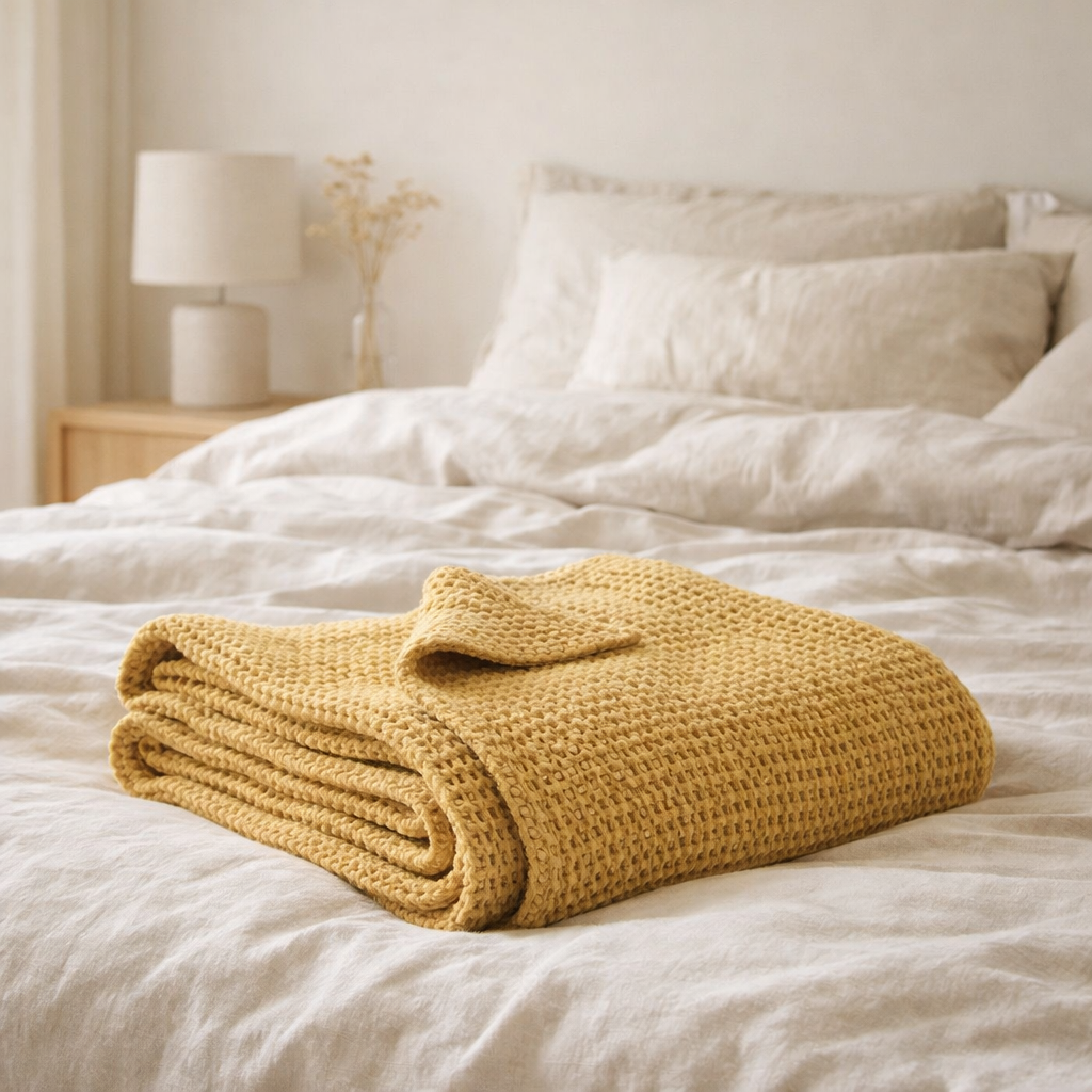 Jete de Lit Stonewashed Maia Badiane en situation