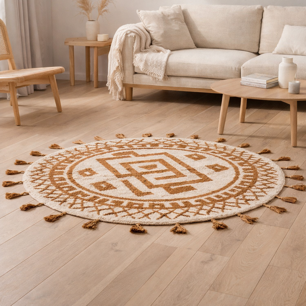 Tapis Sami Bronze diamètre 160 cm en situation