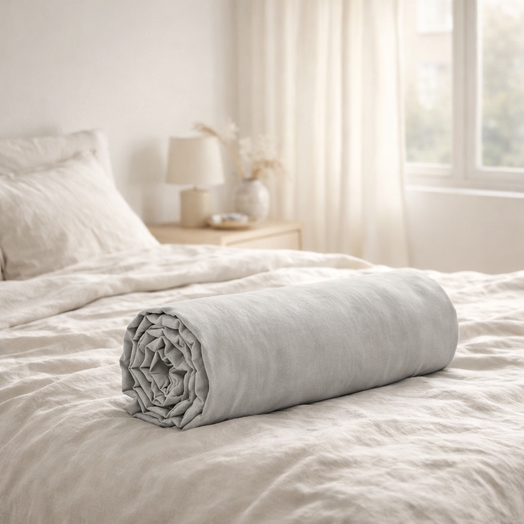 Drap housse Calita Perle 180x200 bonnet 30 cm en situation