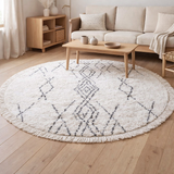 Tapis Crimble Ivoire/charbon Diamètre 160 en situation