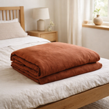 Housse de couette stonewashed Zeff Caramel 260 x 240 en situation