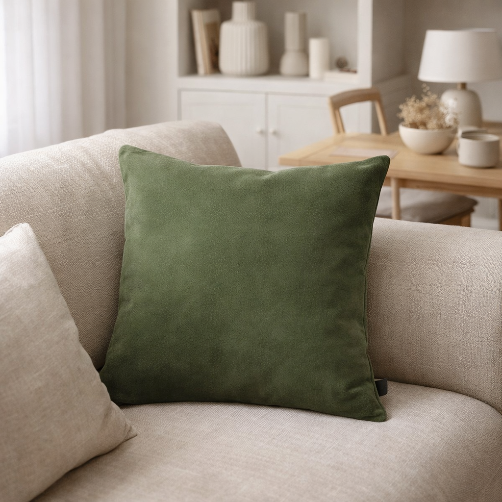 Coussin uni Elise Verveine 45 x 45 en situation