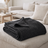 Plaid Stonewashed Tana Carbone 140 X 200 en situation