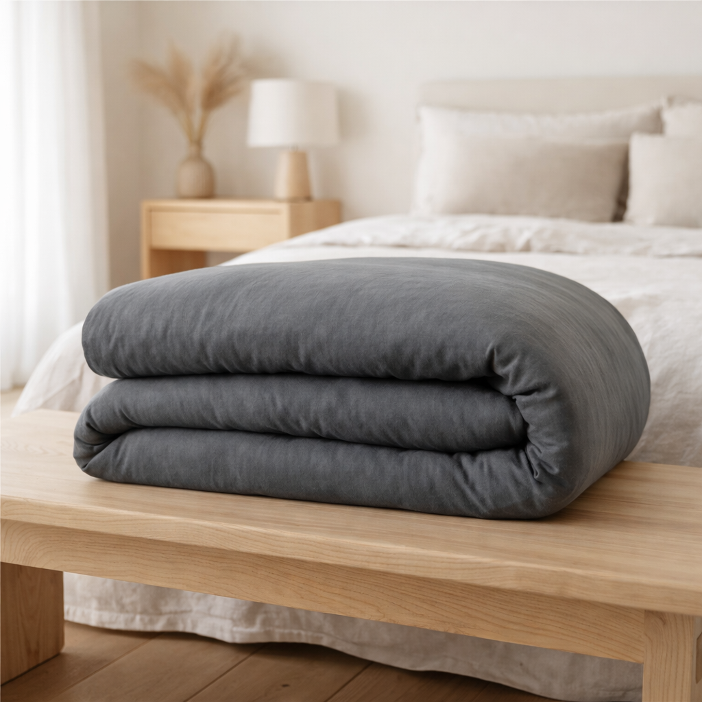 Housse de couette Kala Carbone 260 x 240 en situation
