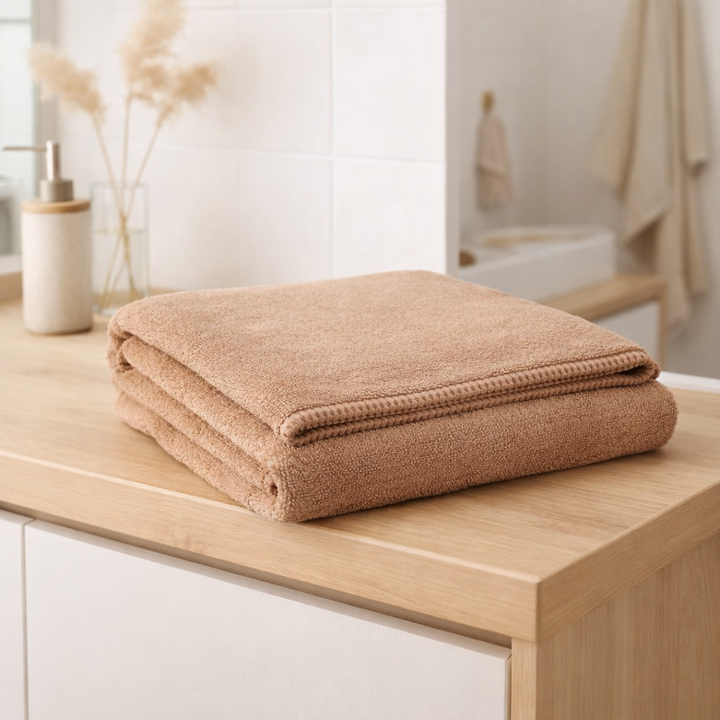 Drap de bain Bora Latte 90 x 150 en situation