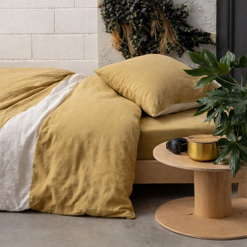 Housse de couette Linco Blush 260 x 240 bouteille 40 cm en situation