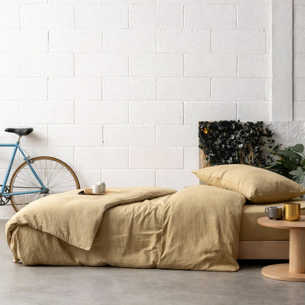 Housse de couette Linco Blush 260 x 240 bouteille 40 cm en situation