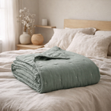 Jeté de lit Stonewashed Zeff Vert de gris 180 x 260 en situation