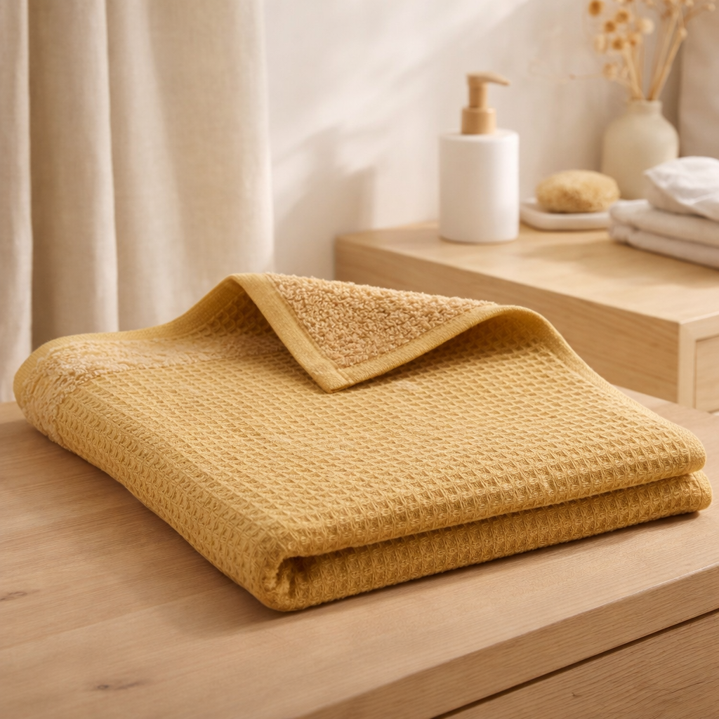 Drap de douche recyclé Abby Mirabelle 70 x 130 en situation