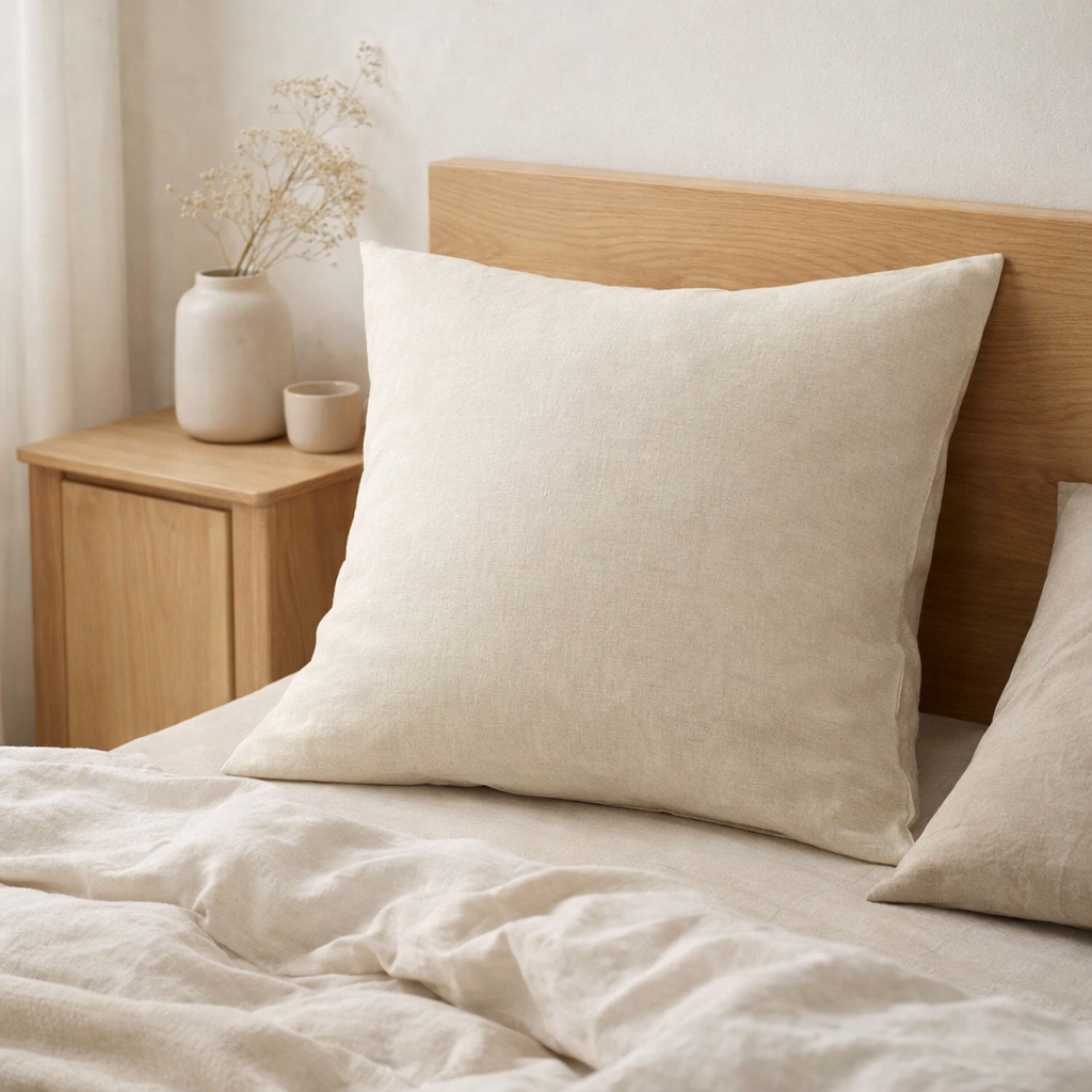 Taie d'oreiller Stonewashed Zeff Craie 65 x 65 en situation