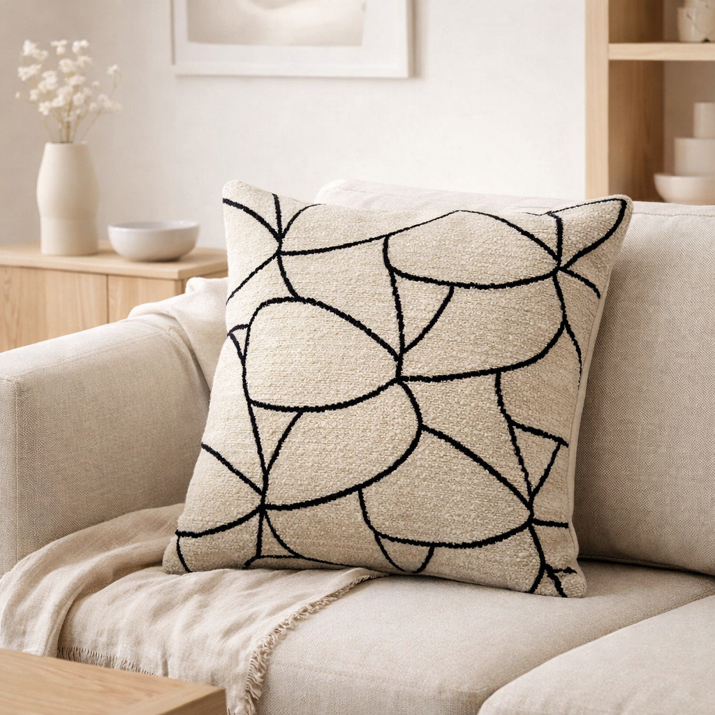 Coussin Dany Blanc/noir 45 x 45 en situation