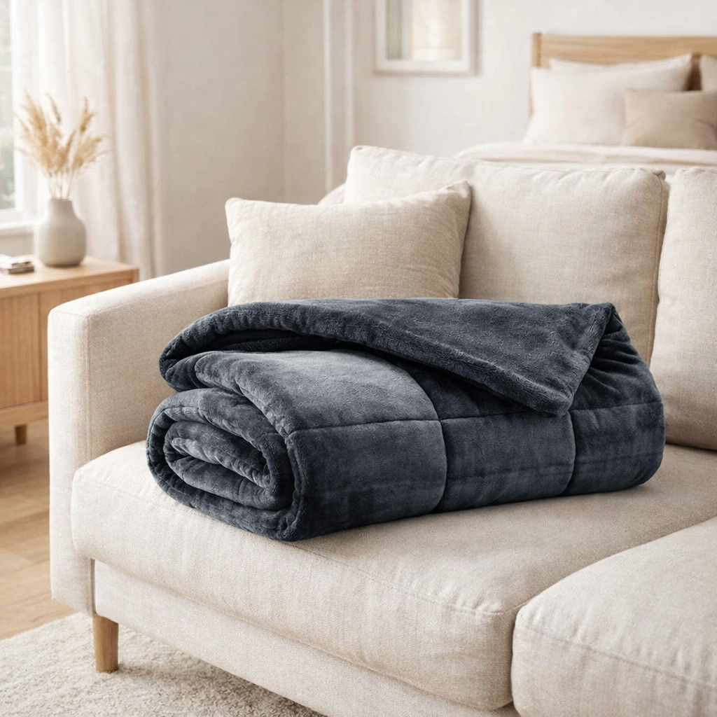 Plaid Betender Cendre 130 x 180 en situation