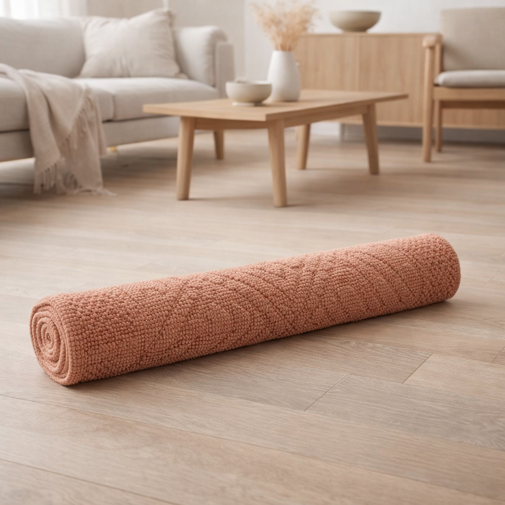 Tapis de bain uni Enzo Argile 54 x 64 en situation