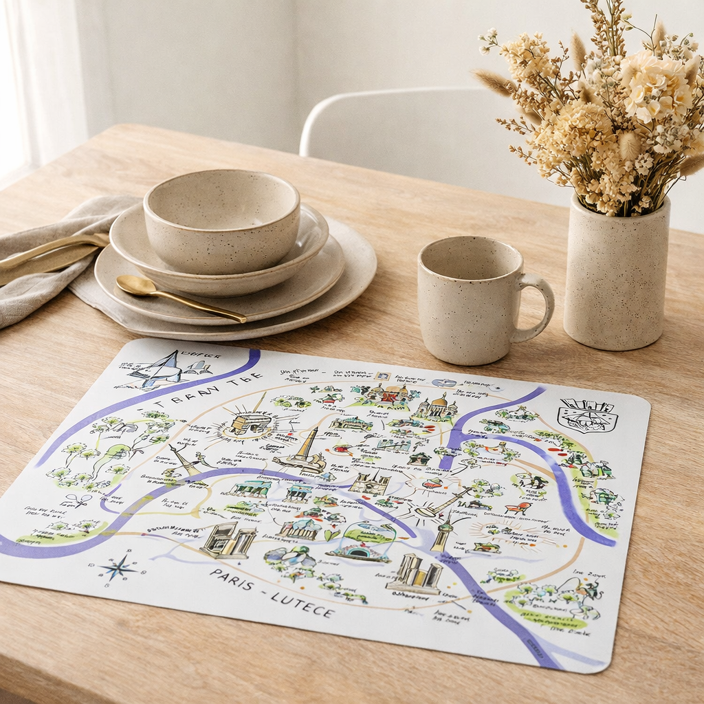 Set de Table Dessin Paris Lutèce en situation