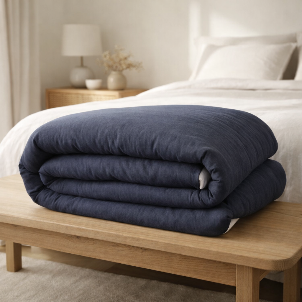 Housse de couette Linco Marine 220 x 240 bouteille 40 cm en situation