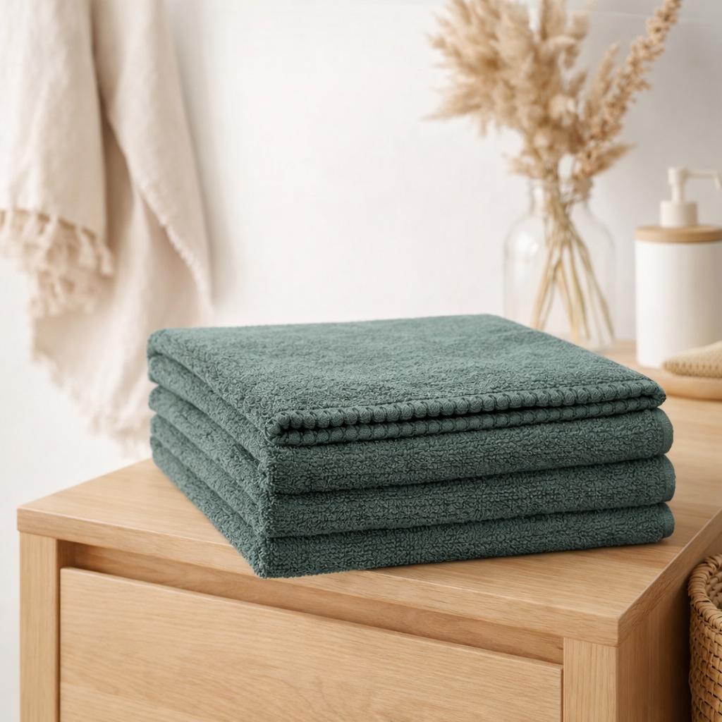 Drap de douche Bora Fougère 70 x 130 en situation