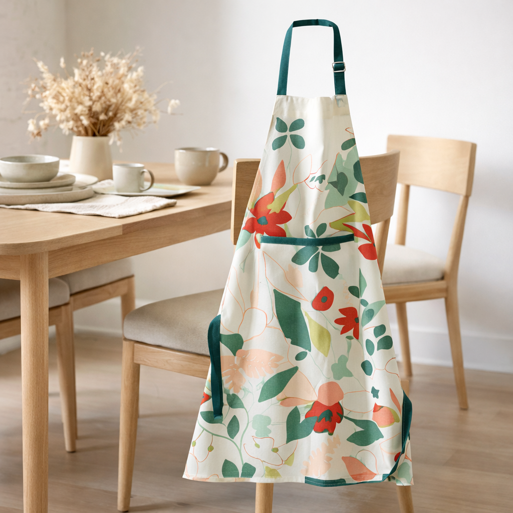 Tablier de cuisine Cléo Multico 72 x 85 en situation