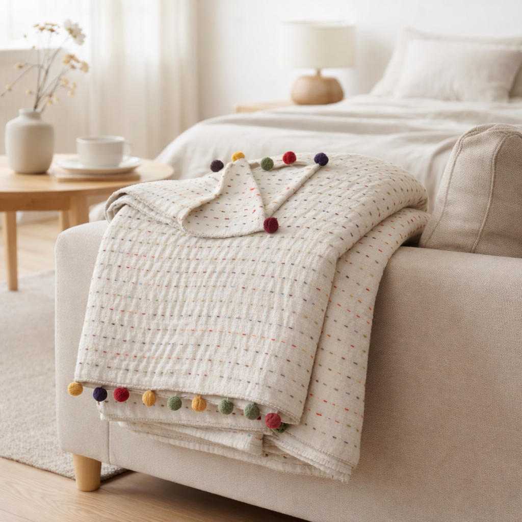 Plaid Gastounet multico 140 x 200 en situation
