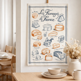 Torchon Imprimé Fromages de France Écru 48 x 72 en situation