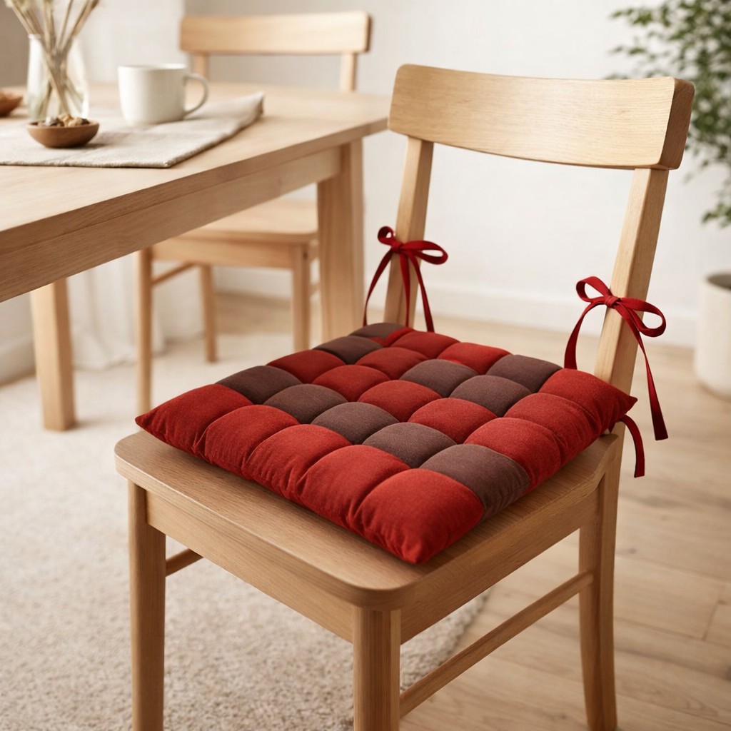 Galette de chaise 36 points Zea recyclée Tango 38 x 38 x 3 cm en situation