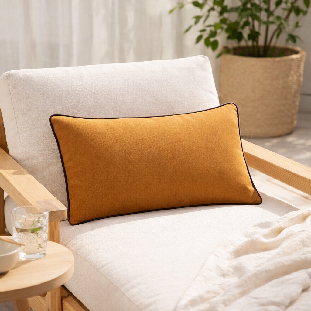 Coussin uni Alga extérieur Bronze 30 x 50 en situation