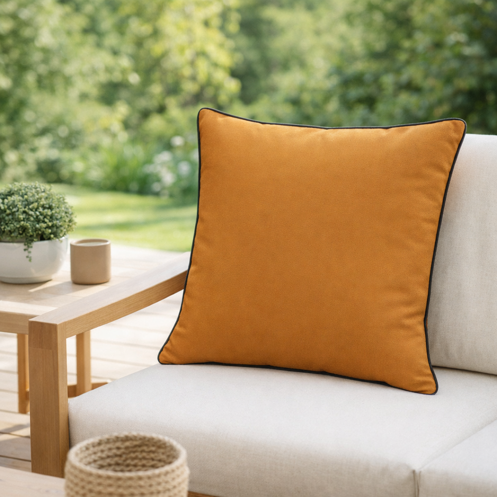 Coussin uni Alga outdoor Bronze 45 x 45 en situation