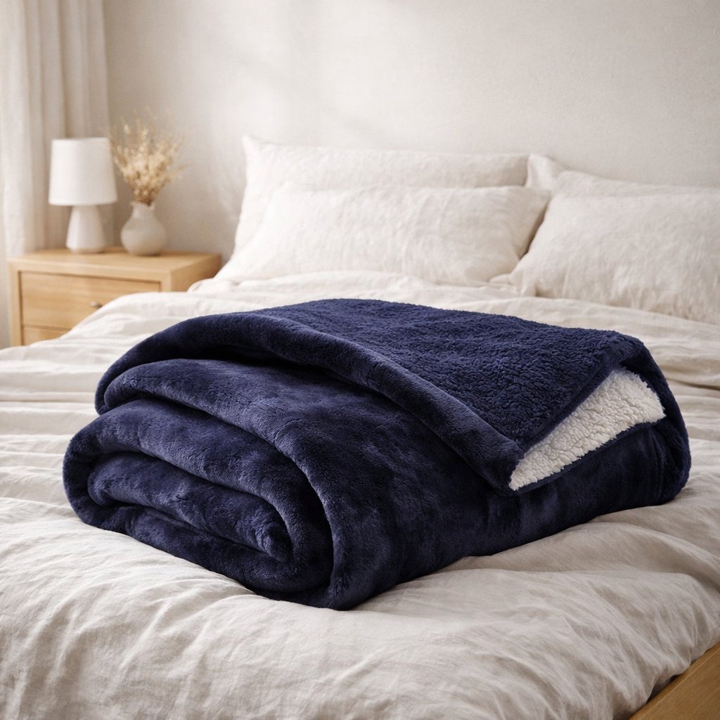 Jeté de lit Michka Marine 220 x 240 en situation